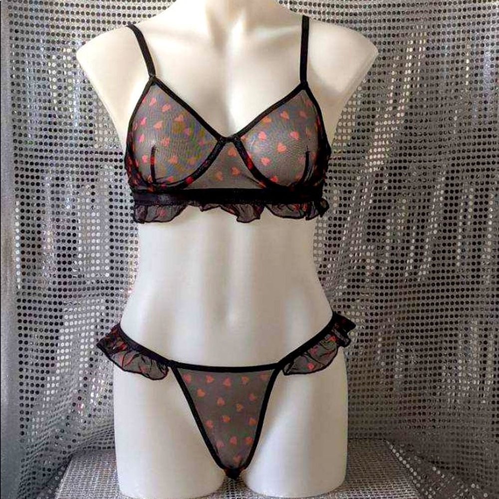 Mesh Heart Patterned Lingerie